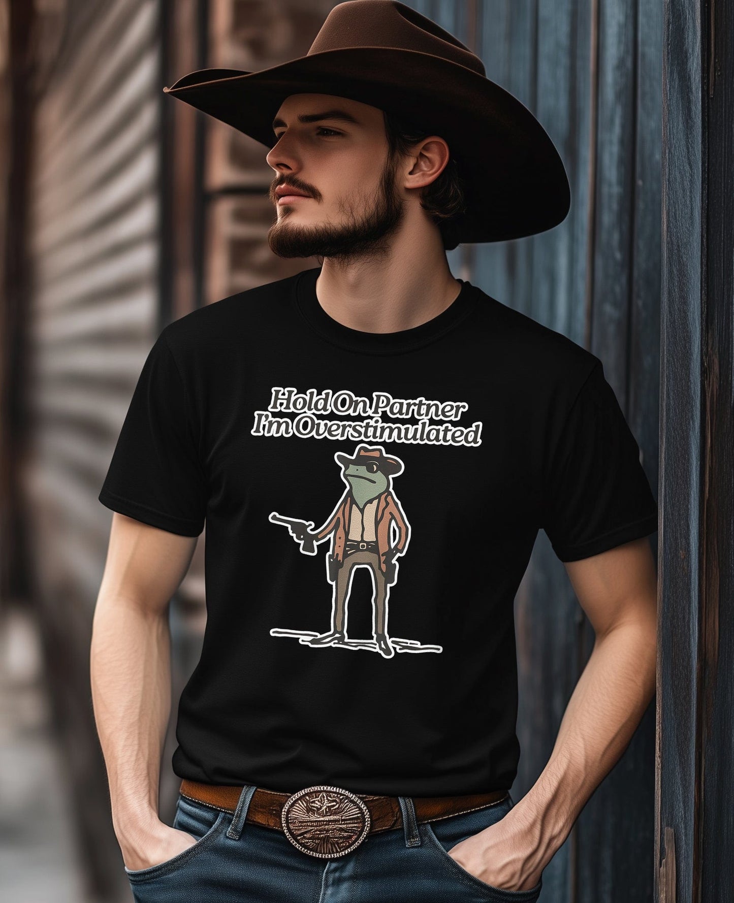 Overstimulated Cowboy Frog T-Shirt