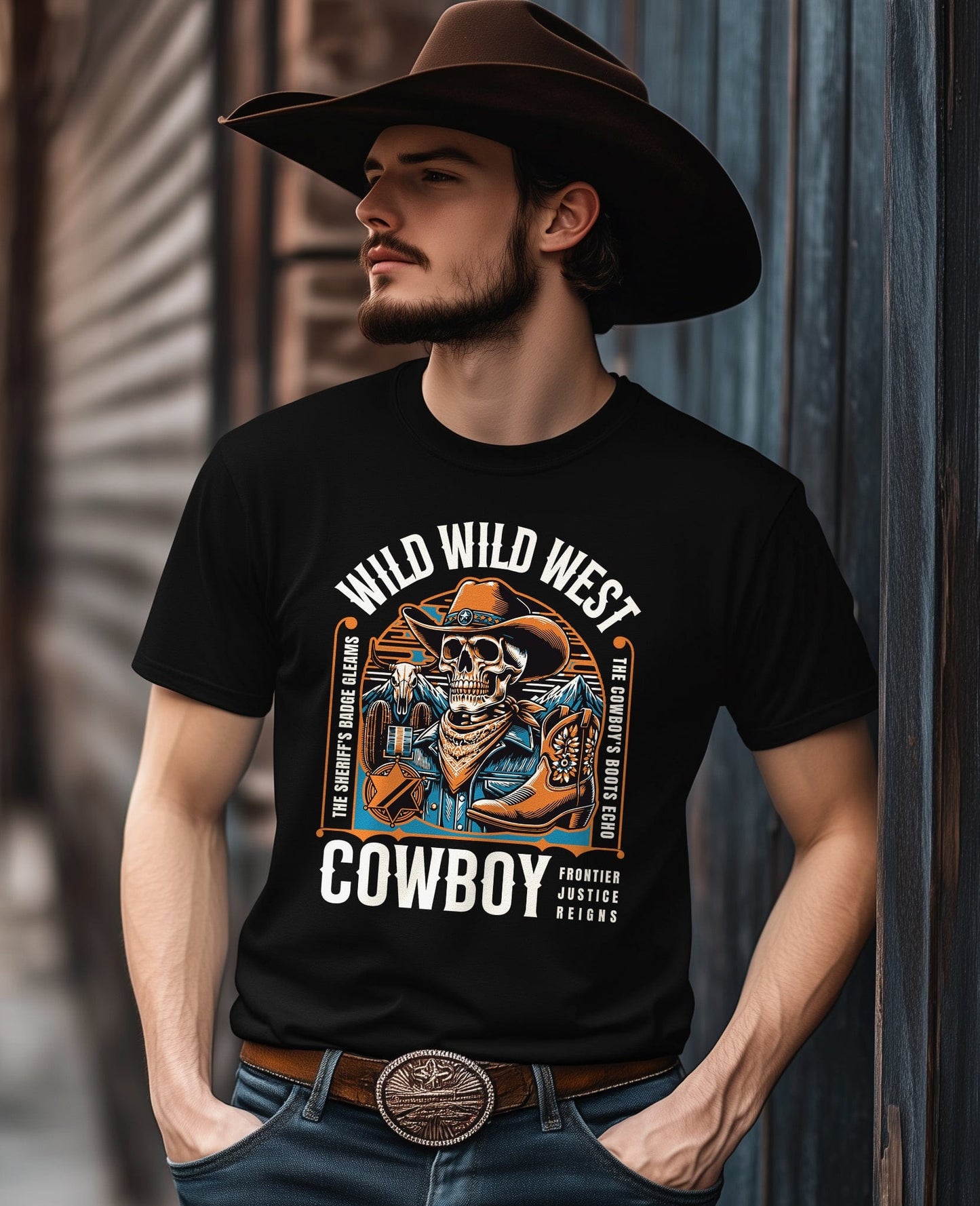 Wild Wild West Skeleton Cowboy T-shirt