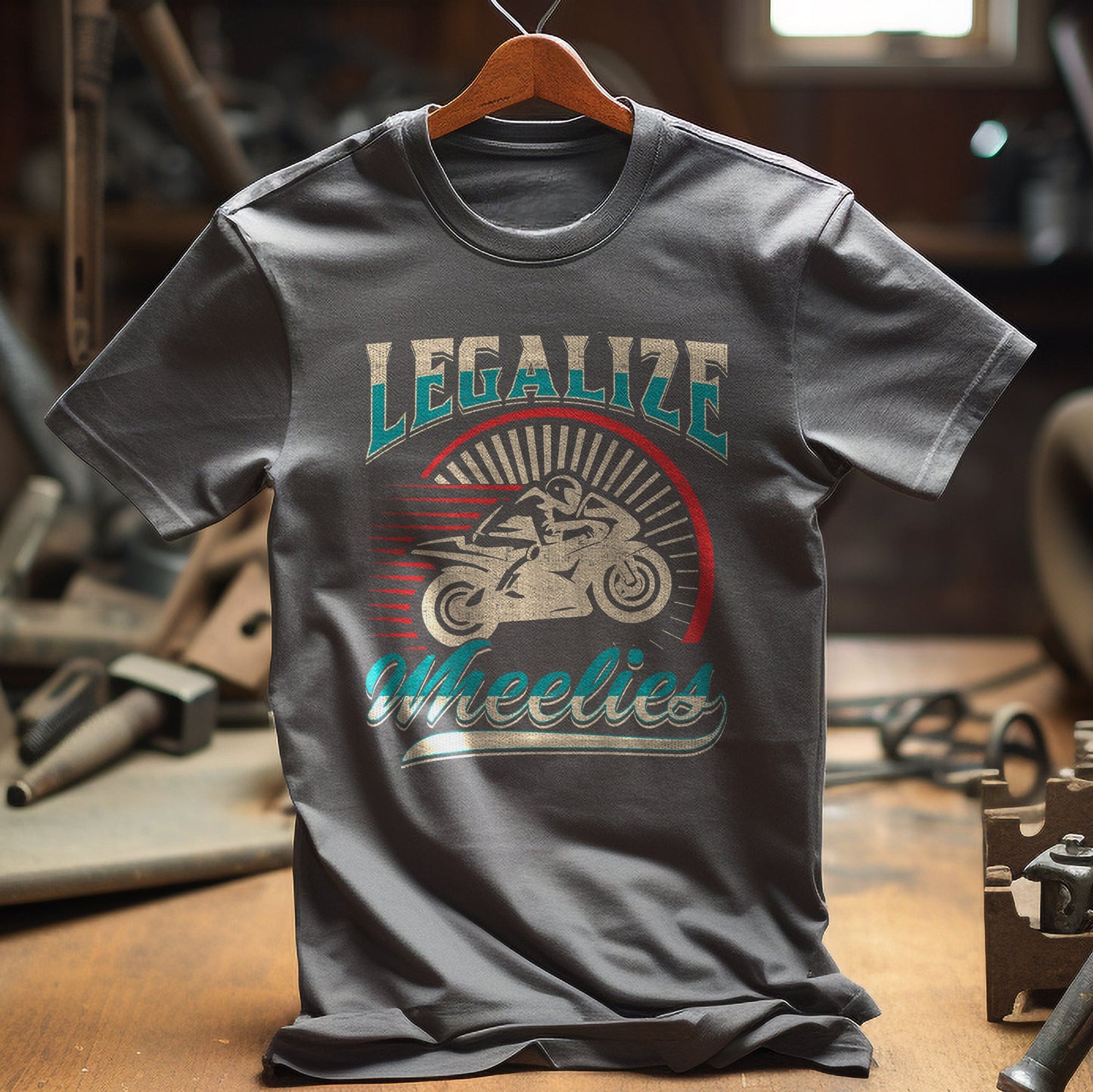 Wheelie Funny Biker T-Shirt - Rev Up