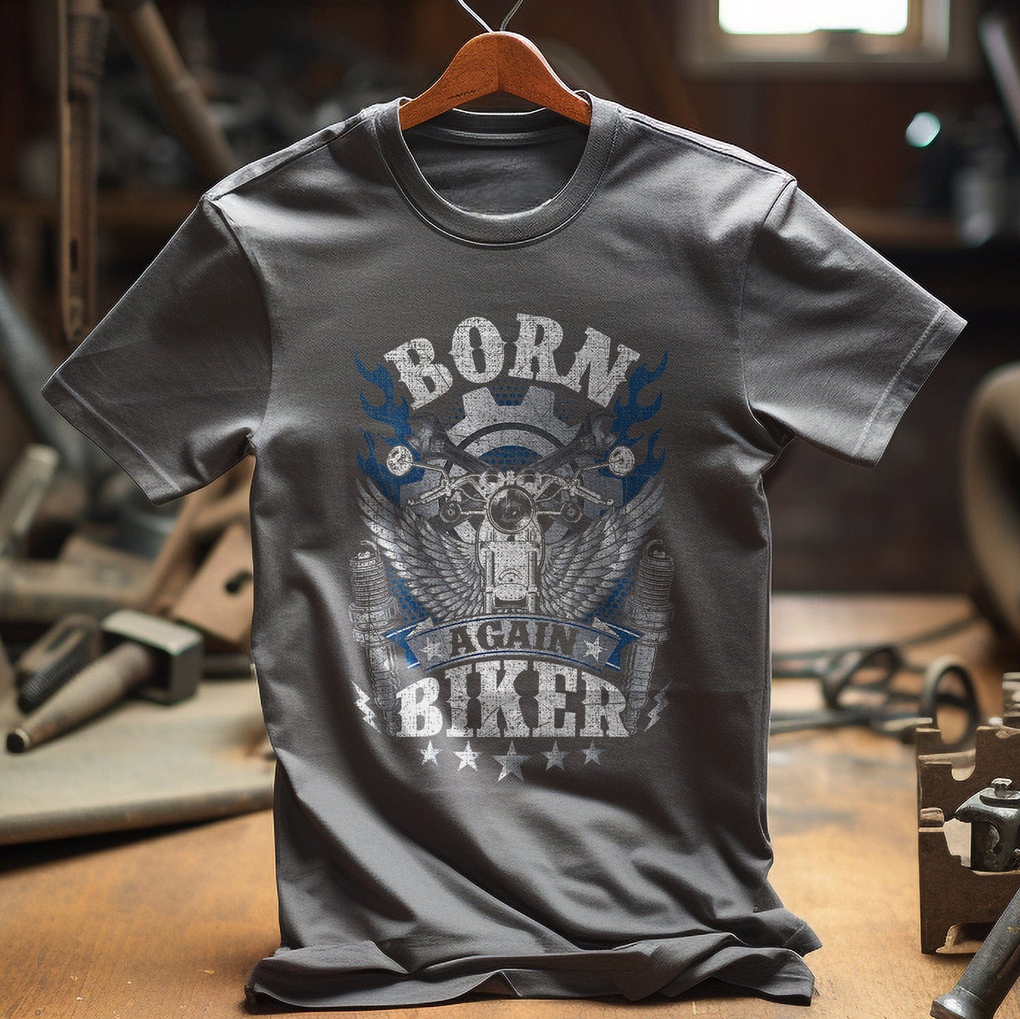Biker Born Again Religious T-Shirt -