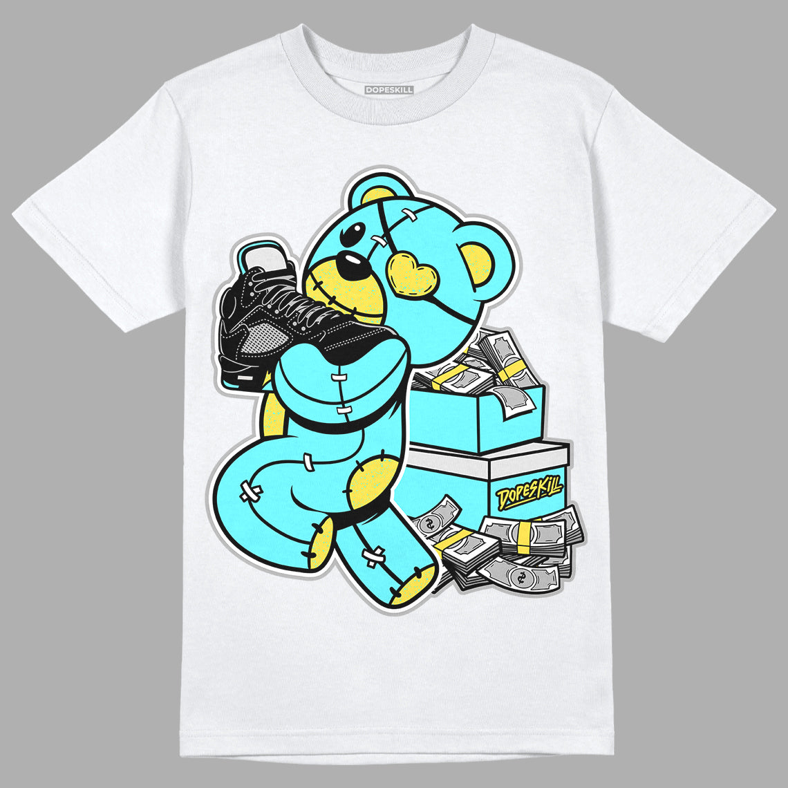 Aqua 5s DopeSkill T-Shirt Bear Steals Sneaker Graphic
