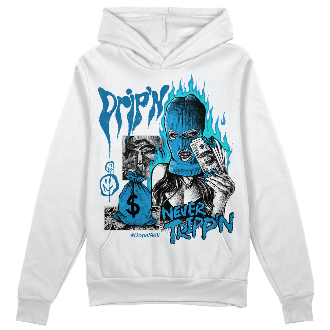 Military Blue 4s DopeSkill Hoodie Sweatshirt Drip'n Never Tripp'n Graphic