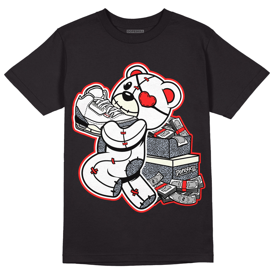 White Cement Reimagined 3s DopeSkill T-Shirt Bear Steals Sneaker Graphic