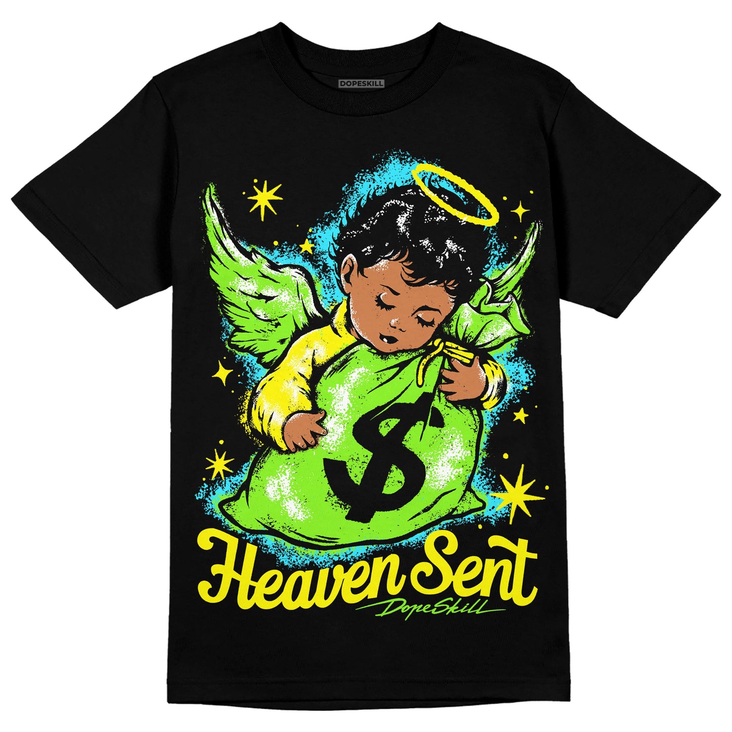Neon Green Collection DopeSkill T-Shirt Heaven Sent Graphic