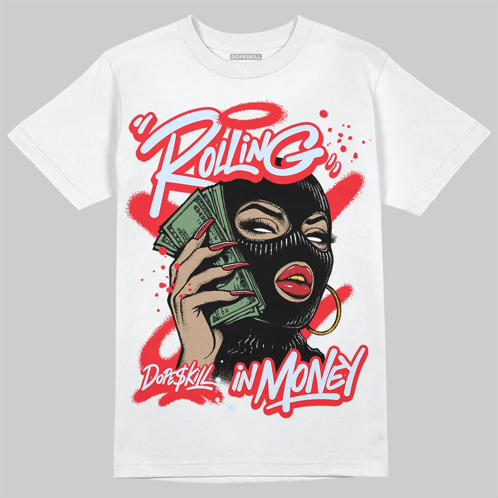 Cherry 11s DopeSkill T-Shirt Rolling in Money Graphic