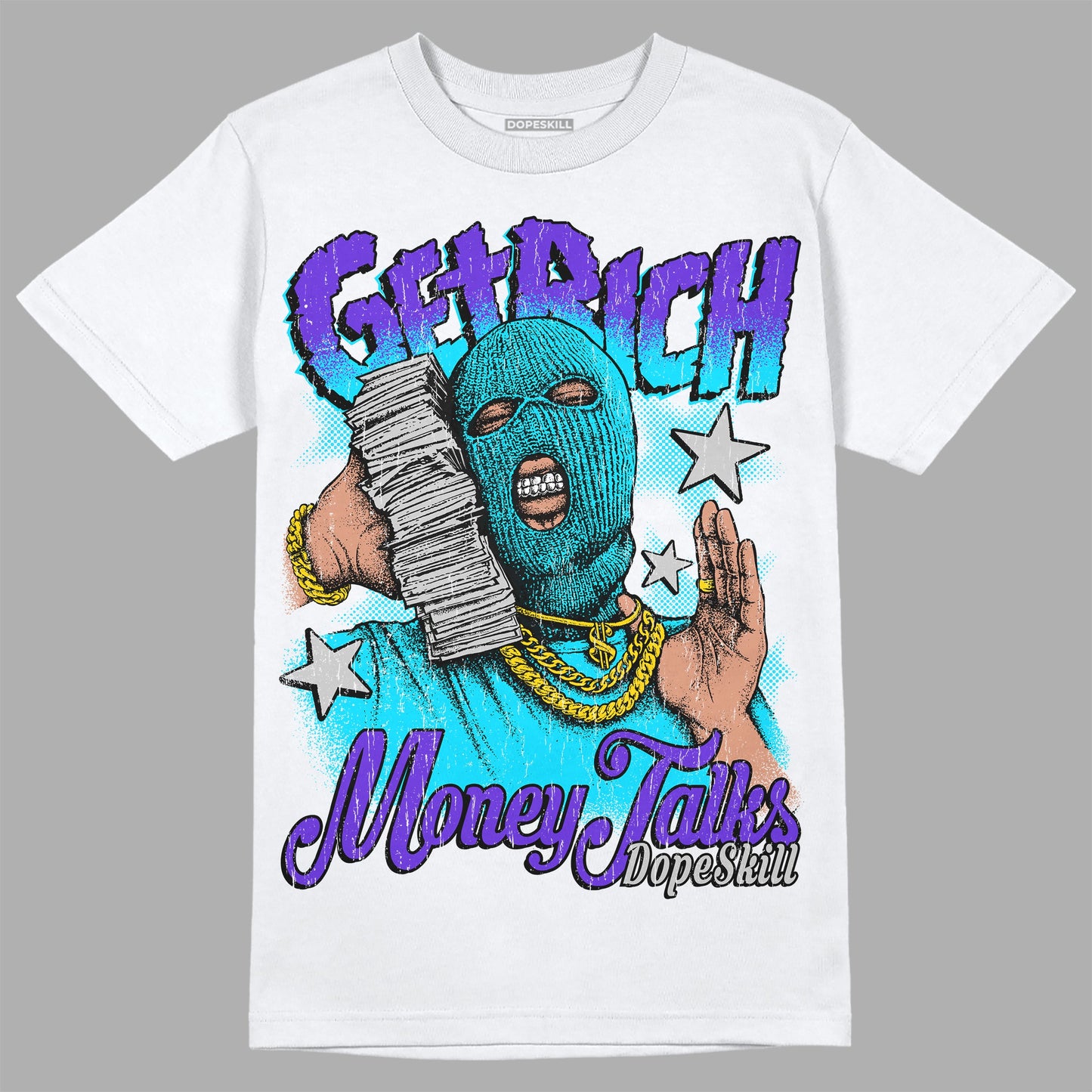 Aqua 6s DopeSkill T-Shirt Get Rich Graphic