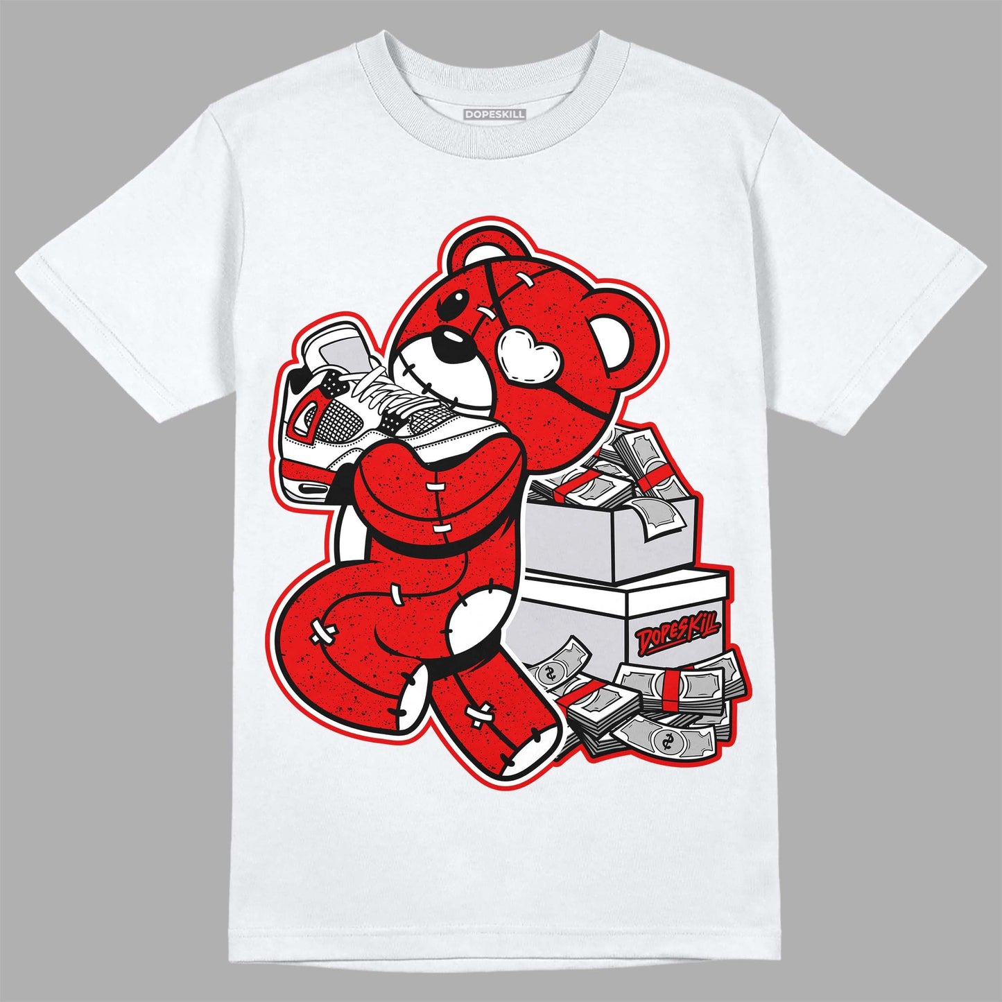 Red Cement 4S DopeSkill T-Shirt Bear Steals Sneaker Graphic