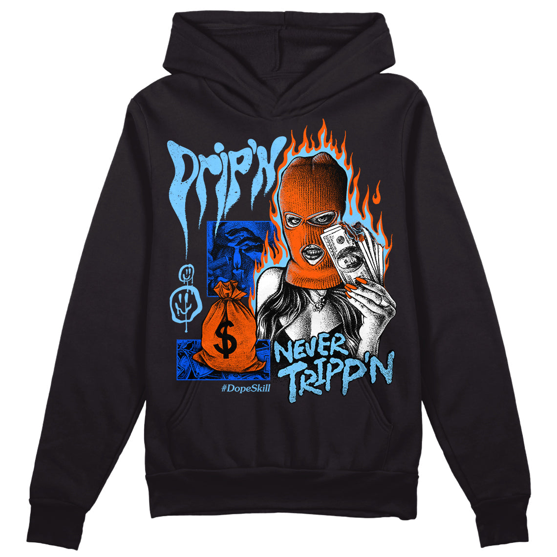 Dunk Futura University Blue DopeSkill Hoodie Sweatshirt Drip'n Never Tripp'n Graphic
