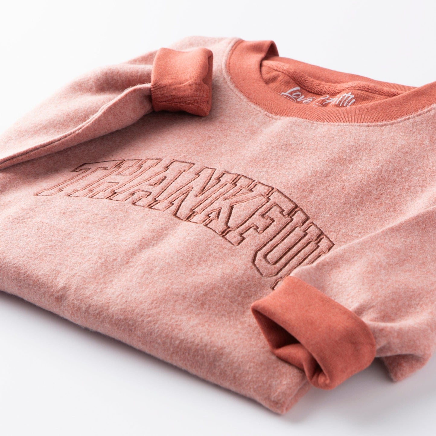 Embroidered Thankful Varsity Fuzzy Sweatshirt - 9.98