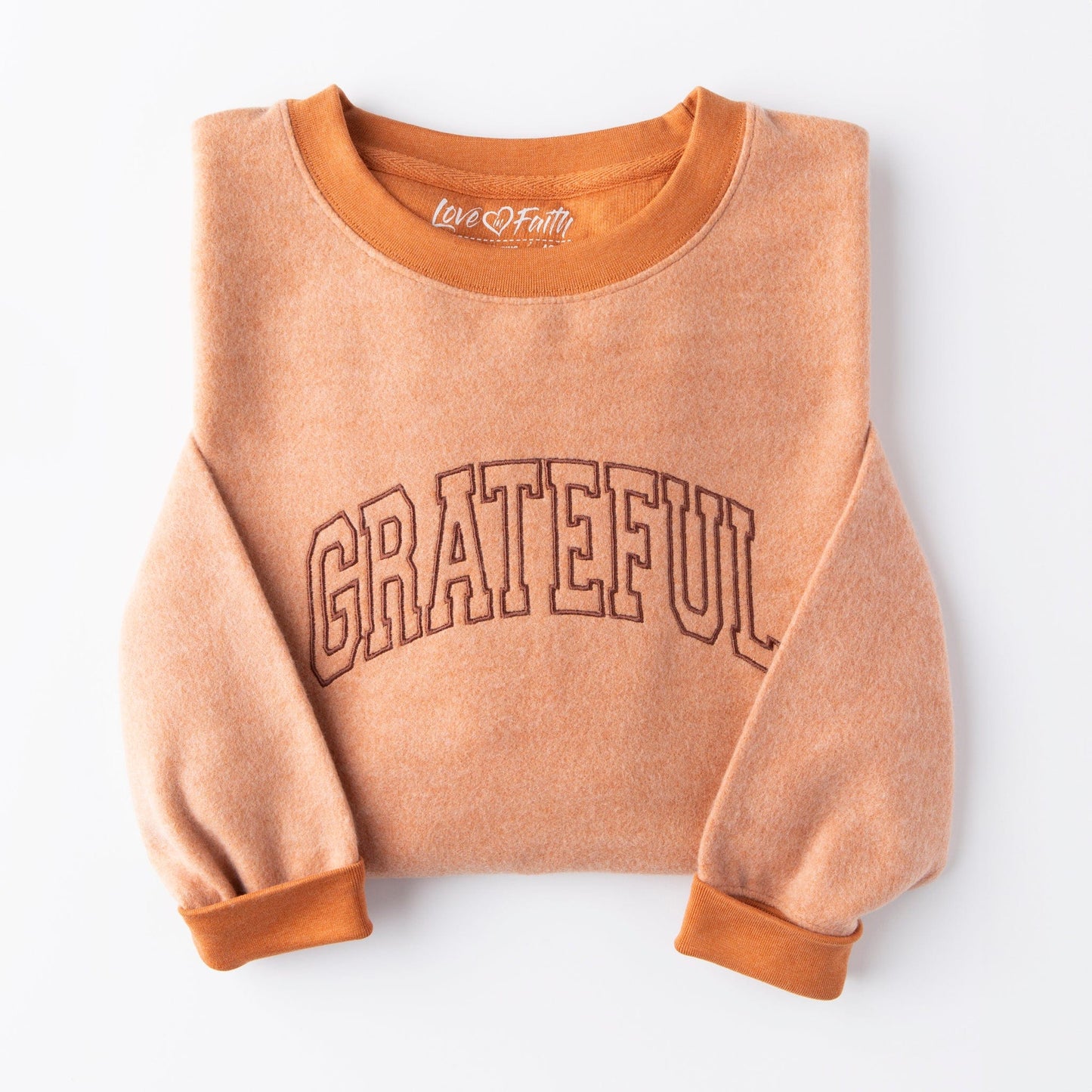 Embroidered Grateful Varsity Fuzzy Sweatshirt - 5