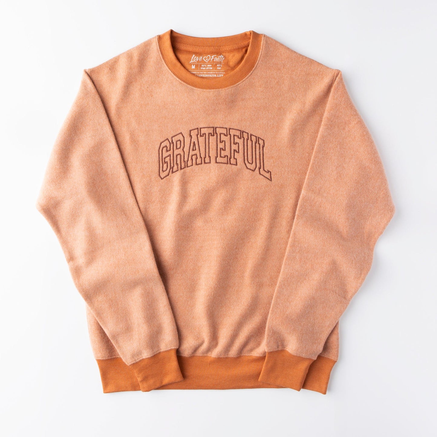 Embroidered Grateful Varsity Fuzzy Sweatshirt - 5
