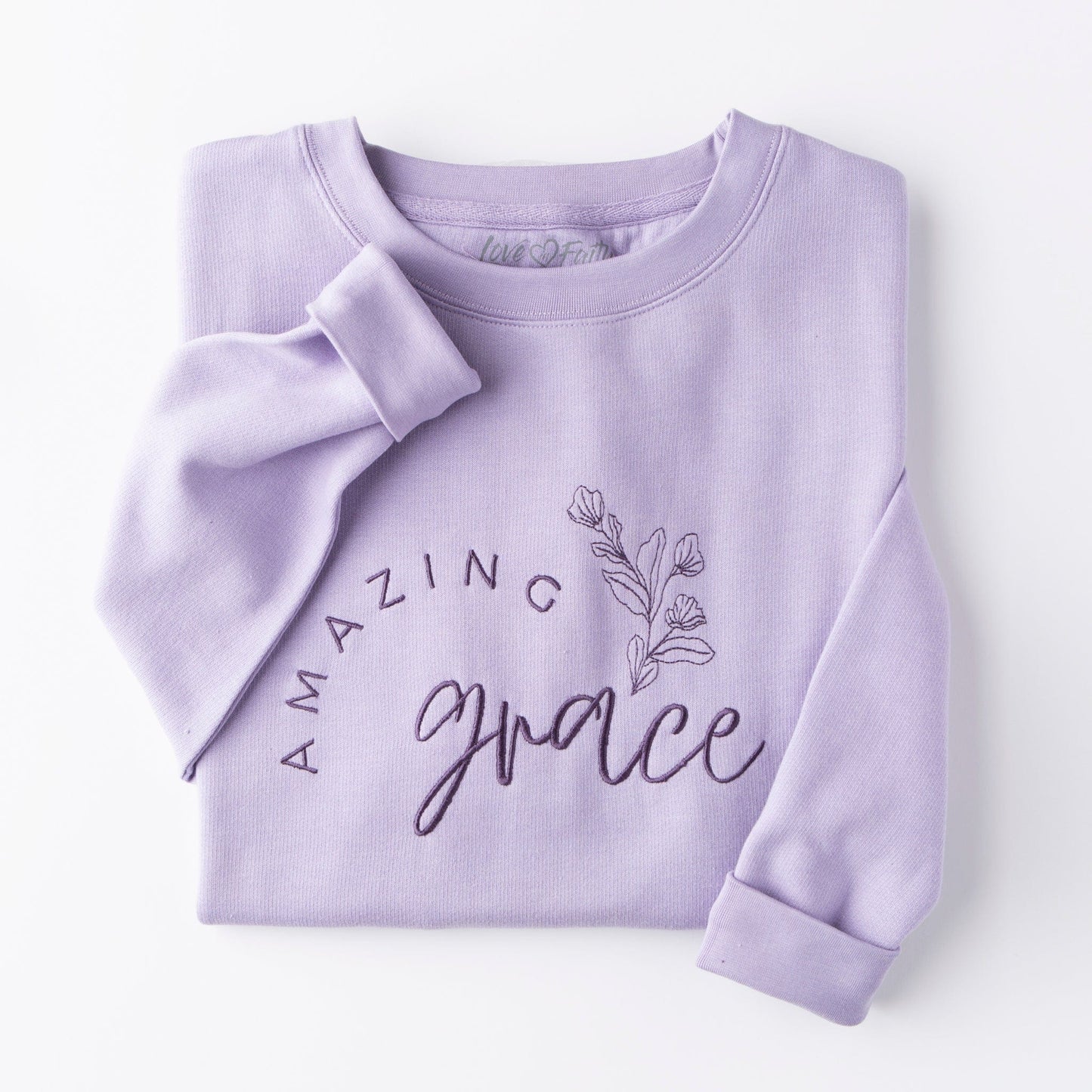Embroidered Amazing Grace Floral  Sweatshirt