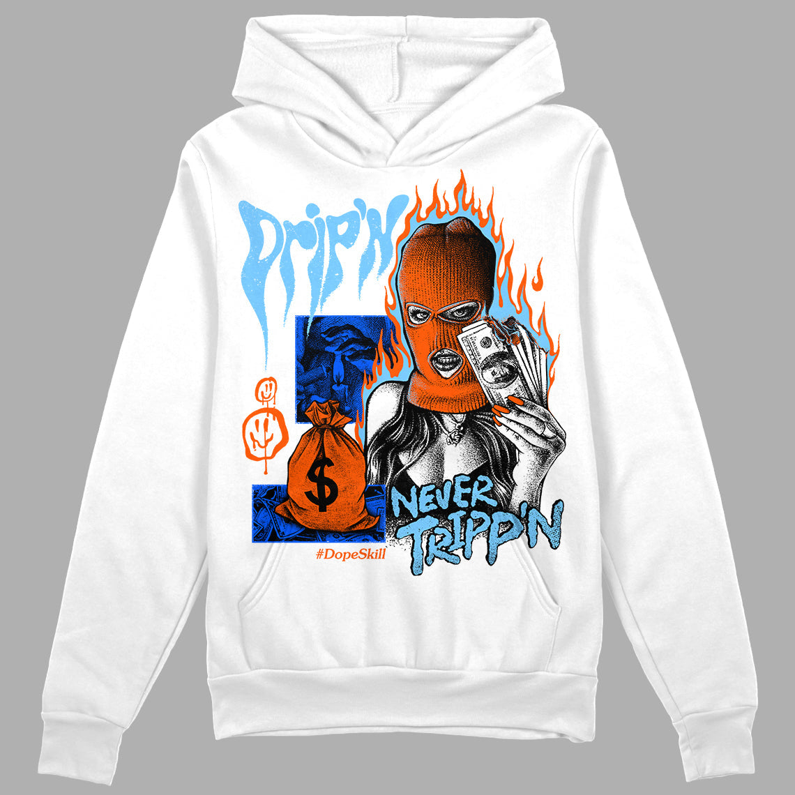 Dunk Futura University Blue DopeSkill Hoodie Sweatshirt Drip'n Never Tripp'n Graphic