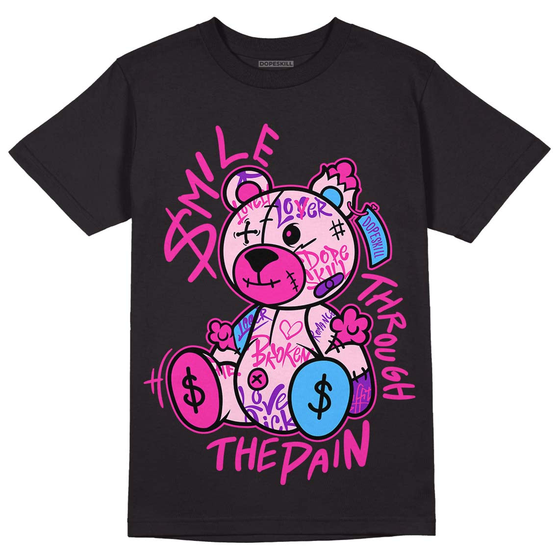 Triple Pink Dunk Low DopeSkill T-Shirt Smile Through The Pain Graphic