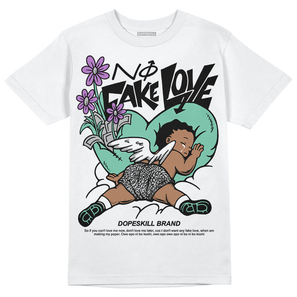 Green Glow 3s DopeSkill T-Shirt No Fake Love Graphic