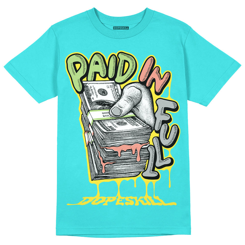 Cyan Burst 9060 DopeSkill Virtual Blue T-Shirt Paid In Full Graphic