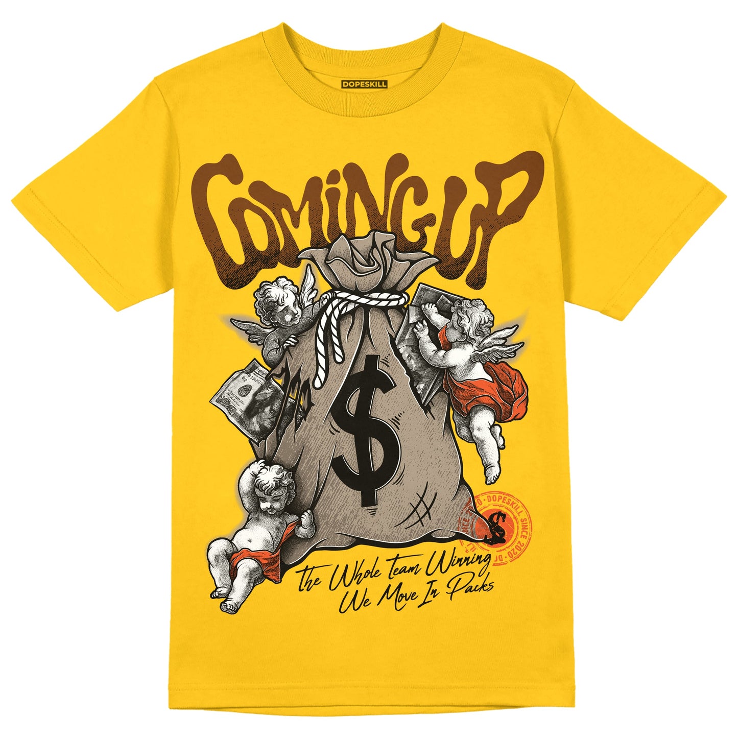 Yellow Collection DopeSkill Gold T-shirt Money Bag Coming Up Graphic