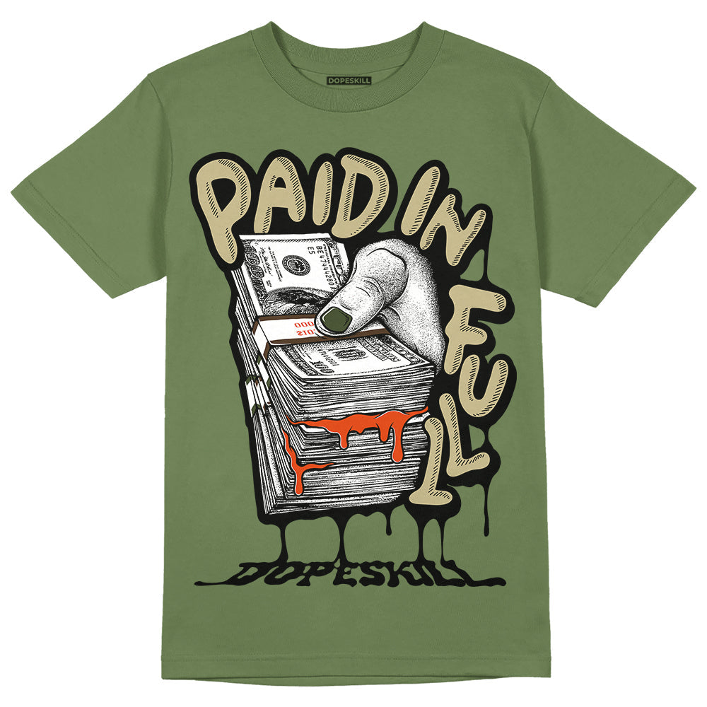 Olive Collection DopeSkill Olive T-shirt Paid In Full Graphic