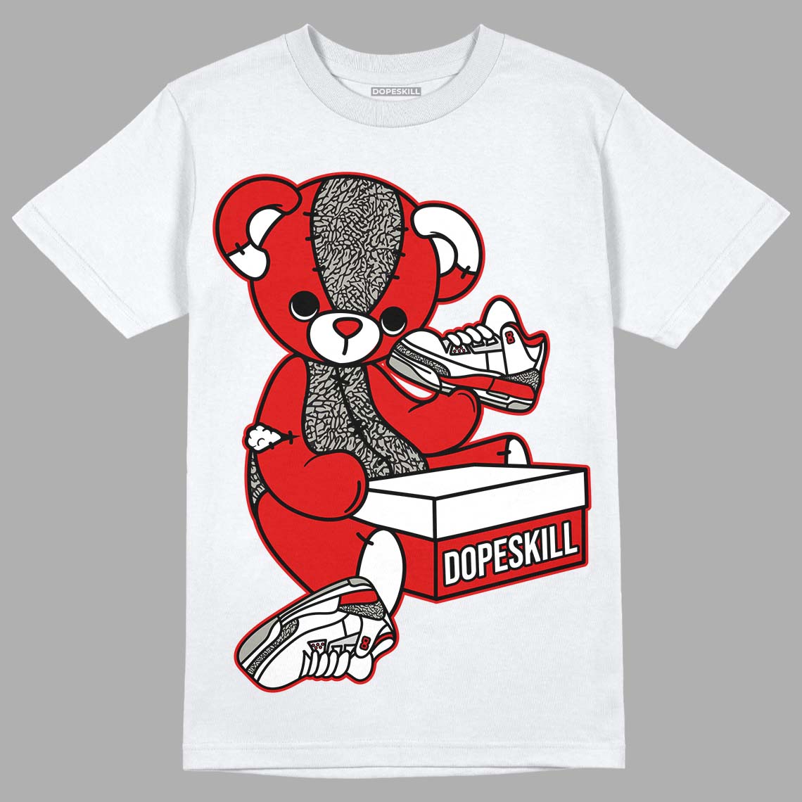 Fire Red 3s DopeSkill T-Shirt Sneakerhead BEAR Graphic