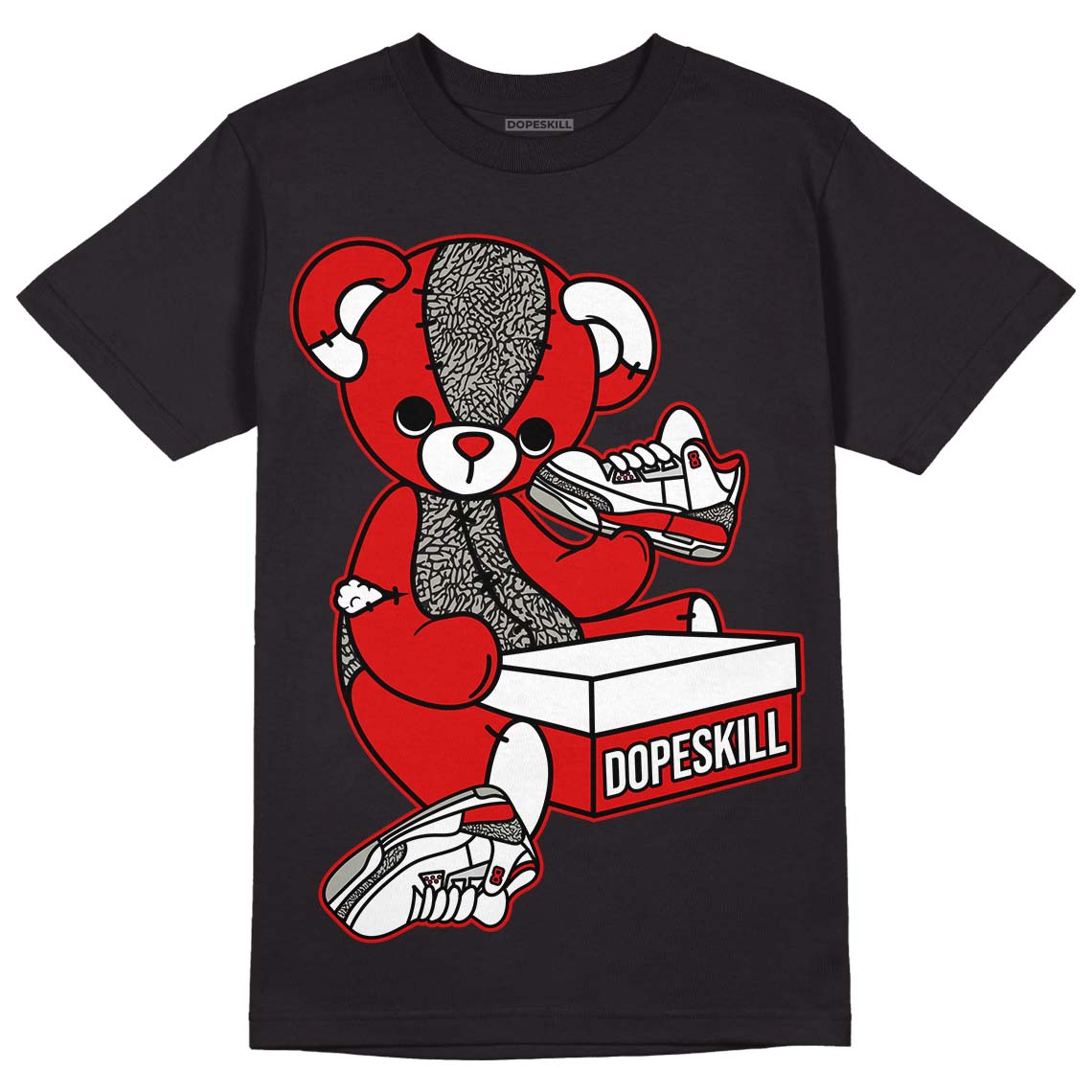 Fire Red 3s DopeSkill T-Shirt Sneakerhead BEAR Graphic