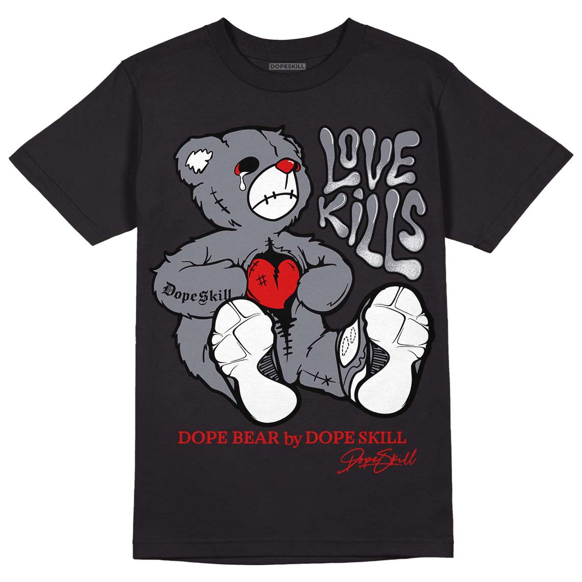 Fire Red 9s DopeSkill T-Shirt Love Kills Graphic