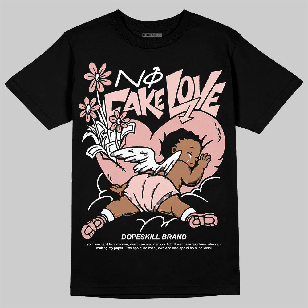 Leather Curb Glitter Pale Pink DopeSkill T-Shirt No Fake Love Graphic