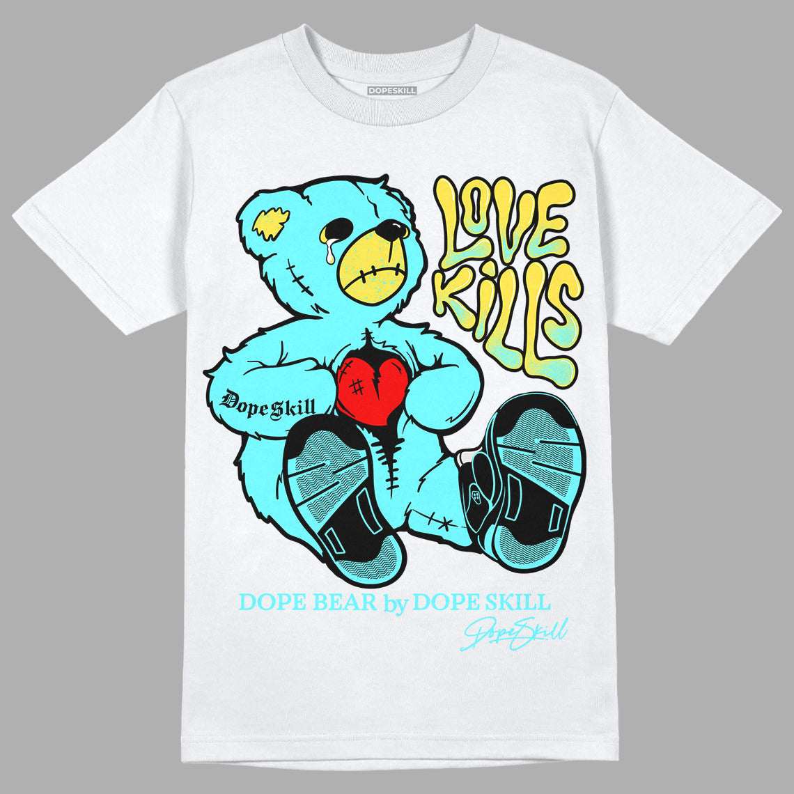 Aqua 5s DopeSkill T-Shirt Love Kills Graphic