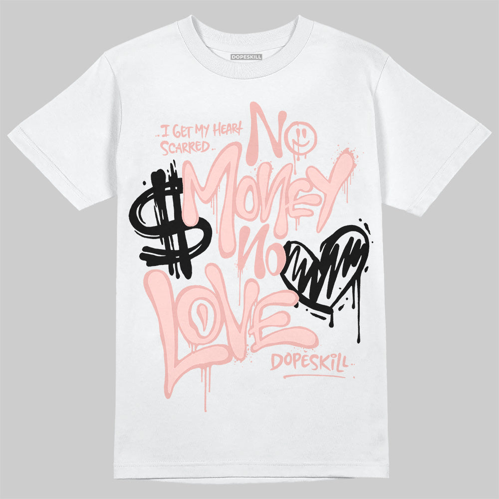 Leather Curb Glitter Pale Pink DopeSkill T-Shirt No Money No Love Typo Graphic