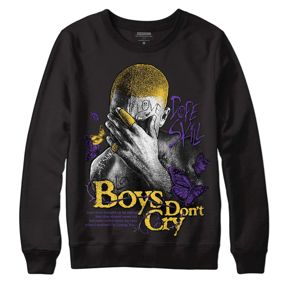Field Purple 12s DopeSkill Sweatshirt Boys Don't Cry Graphic