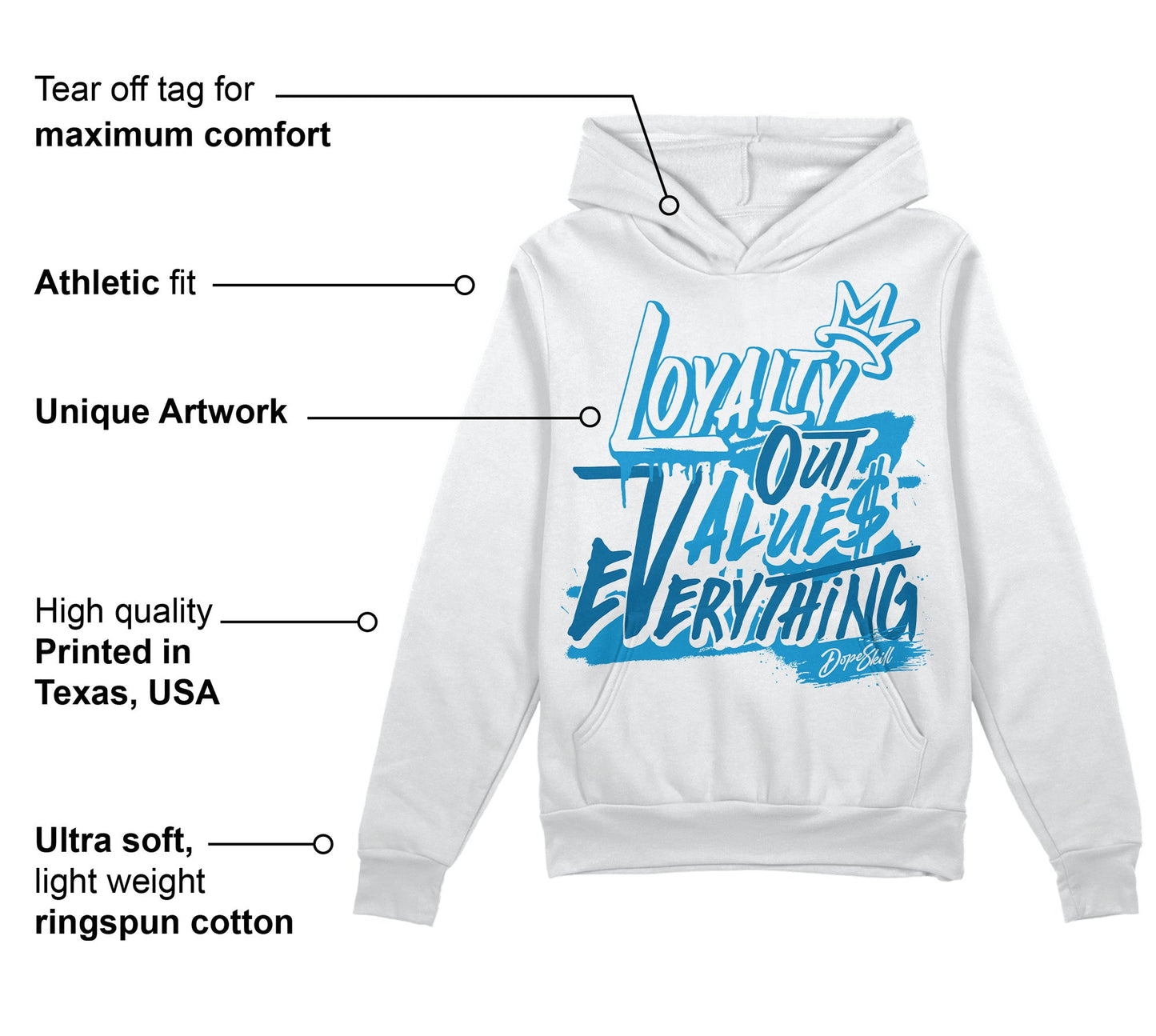 Military Blue 4s DopeSkill Hoodie Sweatshirt LOVE Graphic