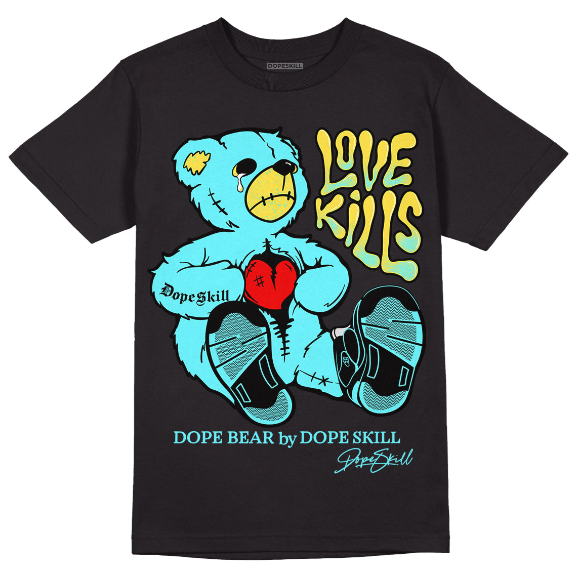 Aqua 5s DopeSkill T-Shirt Love Kills Graphic