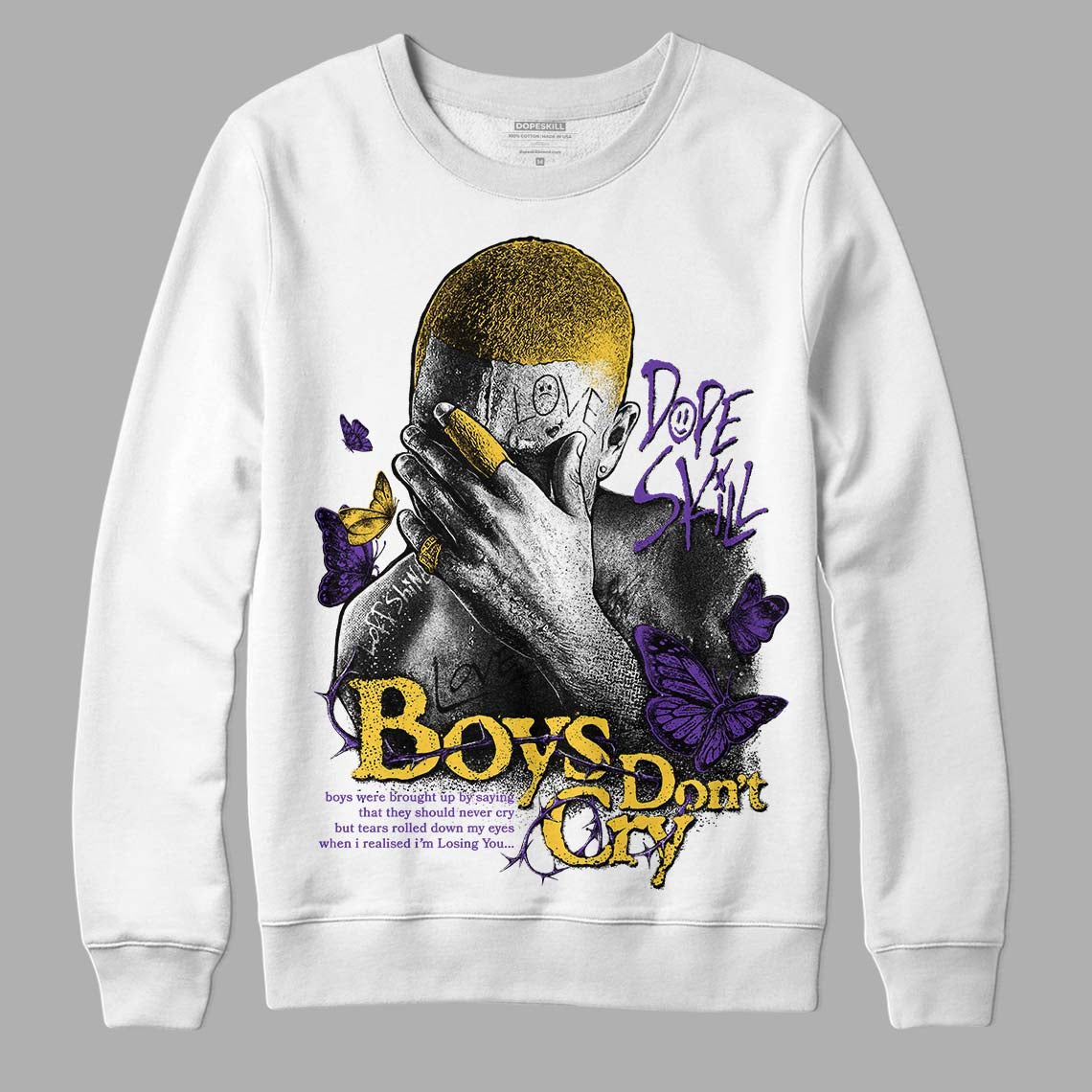 Field Purple 12s DopeSkill Sweatshirt Boys Don't Cry Graphic