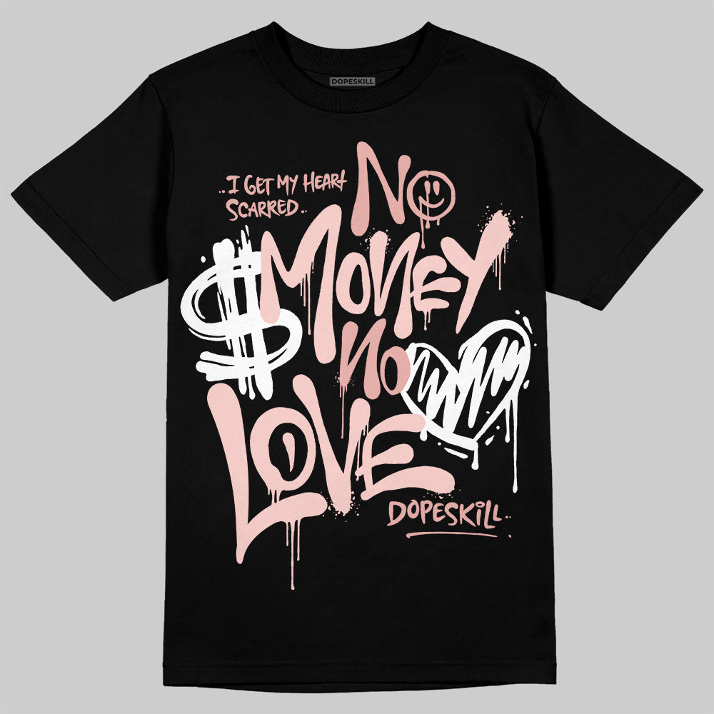 Leather Curb Glitter Pale Pink DopeSkill T-Shirt No Money No Love Typo Graphic