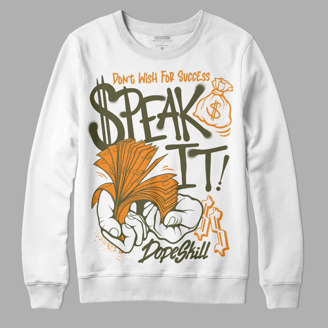 Olive 5s DopeSkill Sweatshirt Speak It Graphic