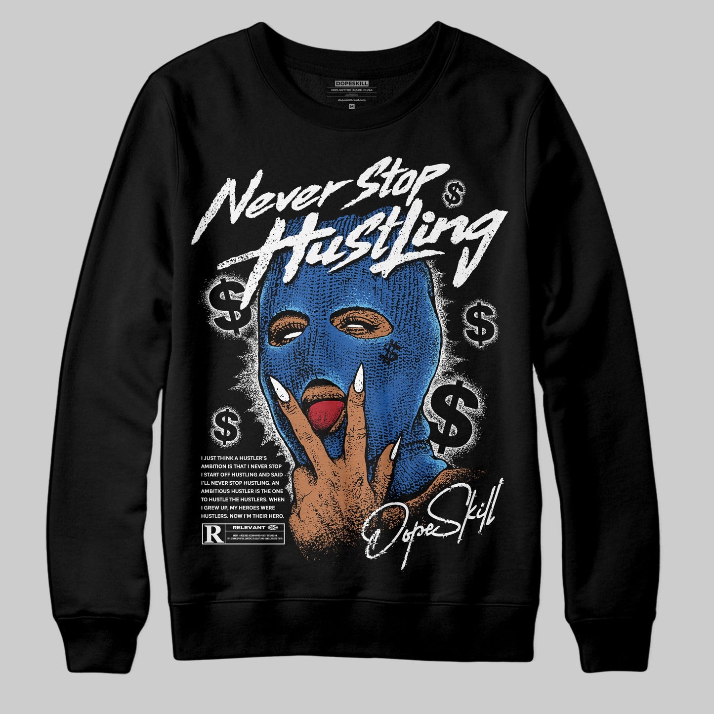 Blueberry 12s DopeSkill Sweatshirt Never Stop Hustling Graphic