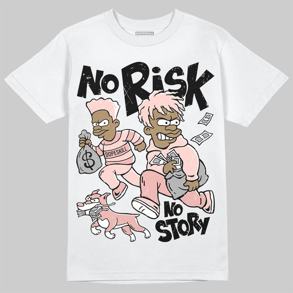 Leather Curb Glitter Pale Pink DopeSkill T-Shirt No Risk No Story Graphic