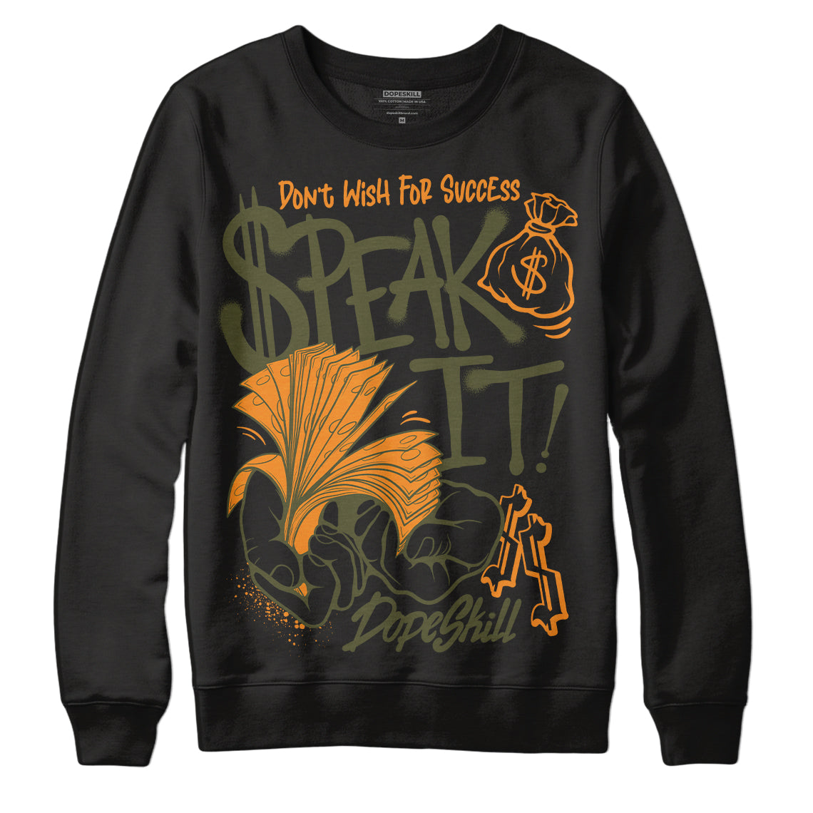 Olive 5s DopeSkill Sweatshirt Speak It Graphic