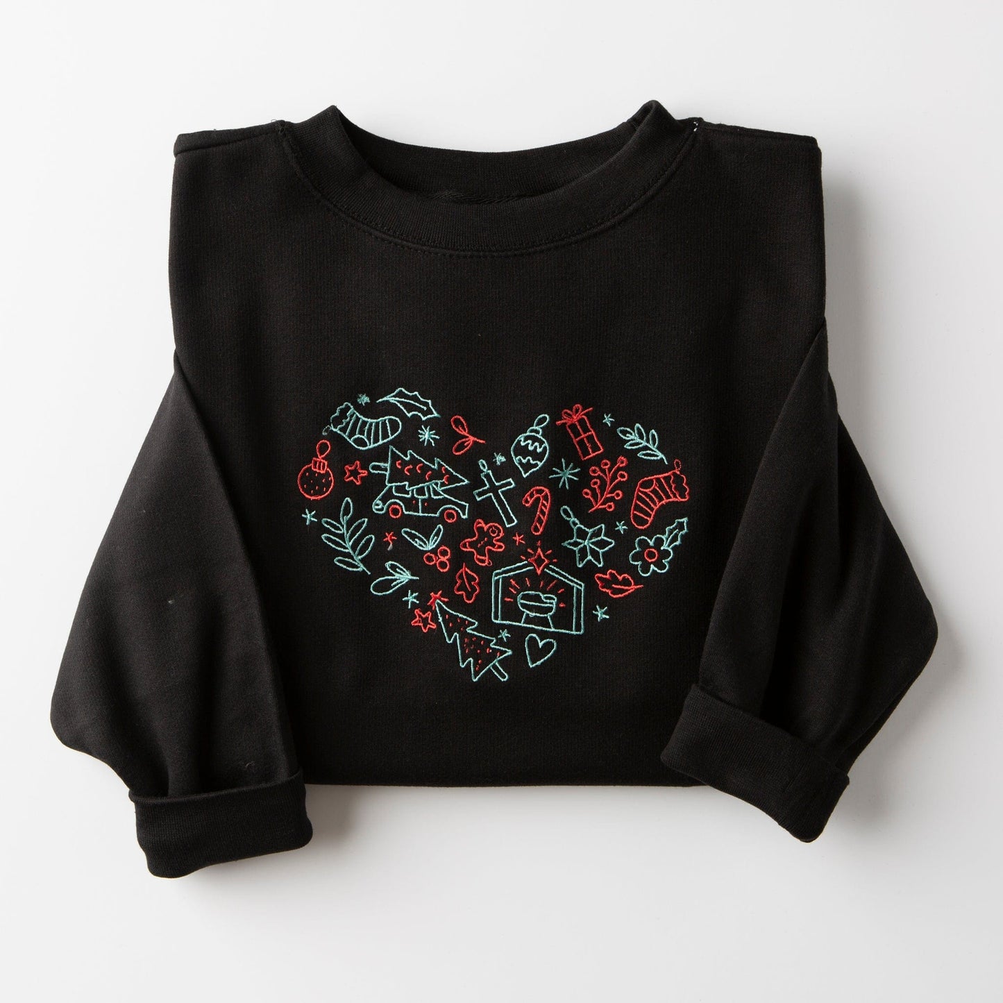 Embroidered Christmas Heart Sweatshirt - 10