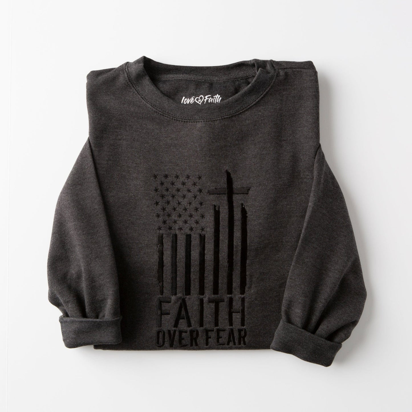 Embroidered Faith Over Fear Men's Sweatshirt - 20