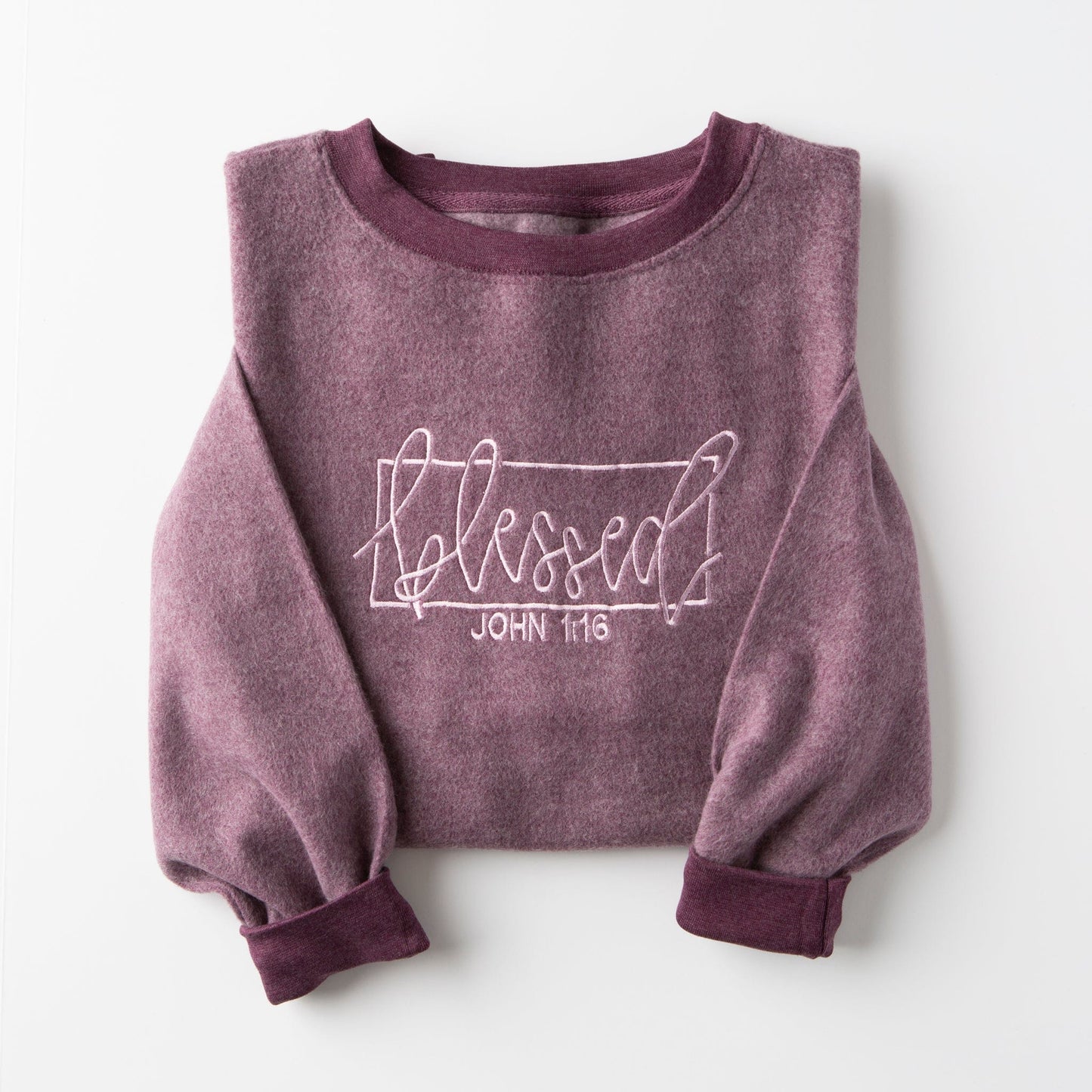 Embroidered Blessed Fuzzy Sweatshirt - 20
