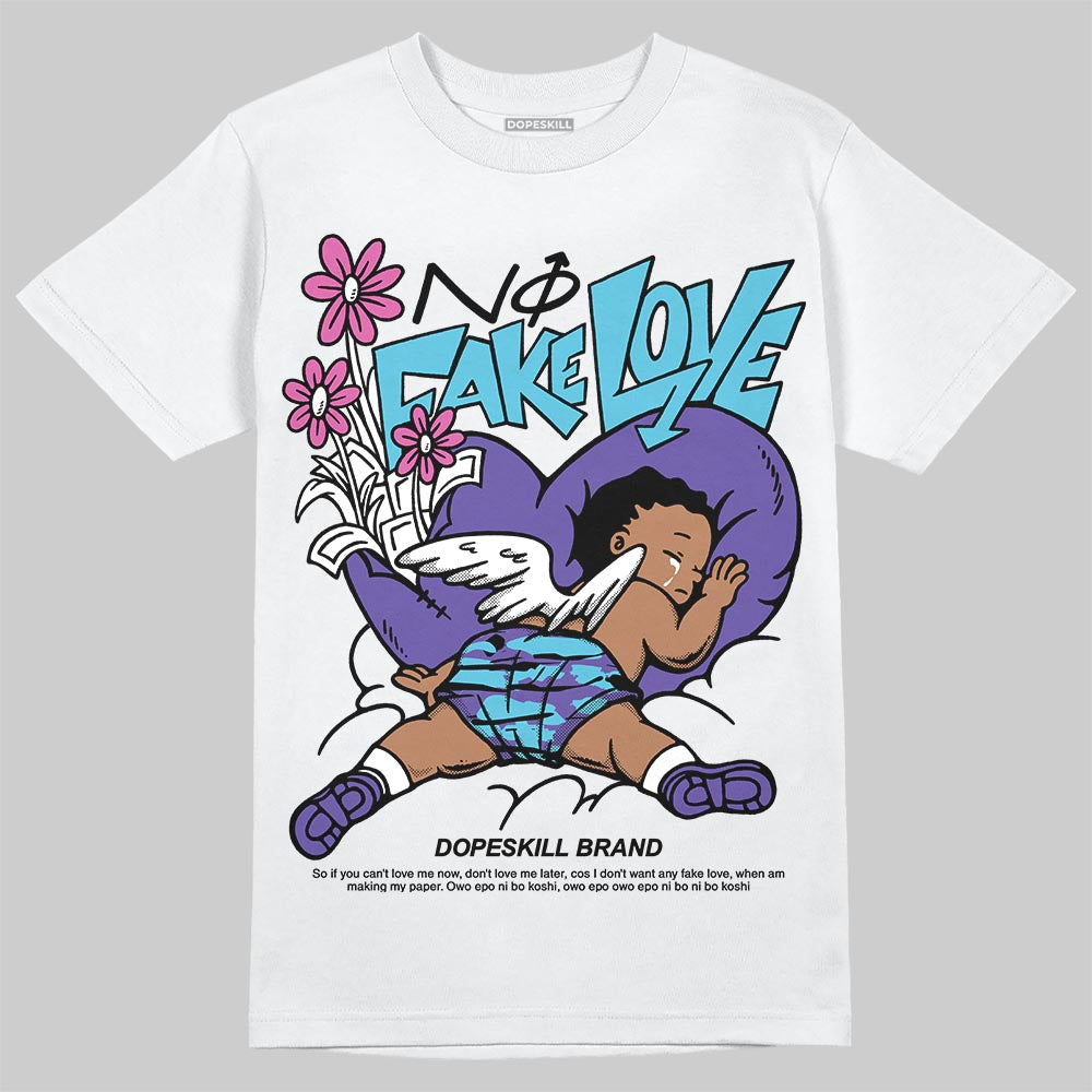 Aqua 8s DopeSkill T-Shirt No Fake Love Graphic