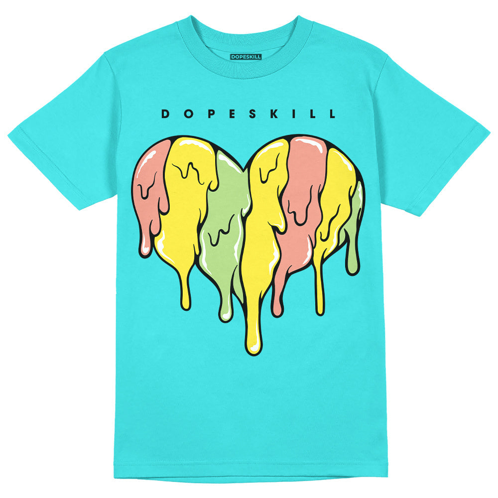 Cyan Burst 9060 DopeSkill Virtual Blue T-Shirt Slime Drip Heart Graphic