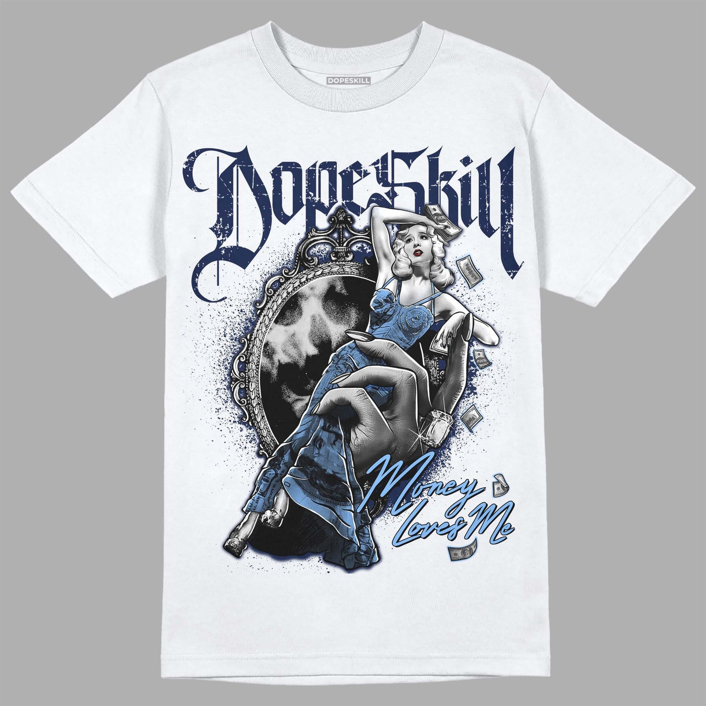 Midnight Navy 5s DopeSkill T-Shirt Money Loves Me Graphic