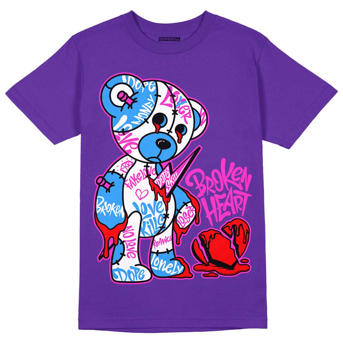 PURPLE Collection DopeSkill Purple T-shirt Broken Heart Graphic