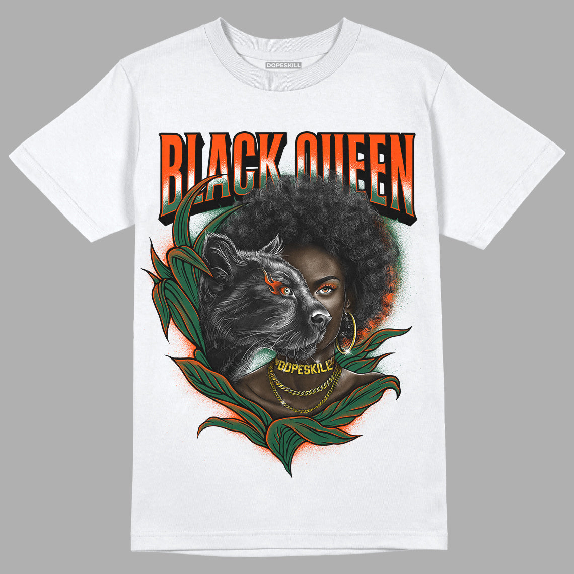 Dunk Low Team Dark Green Orange DopeSkill T-Shirt New Black Queen Graphic