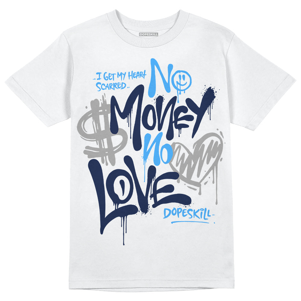 AJ Spizike White Obsidian DopeSkill T-Shirt No Money No Love Typo Graphic