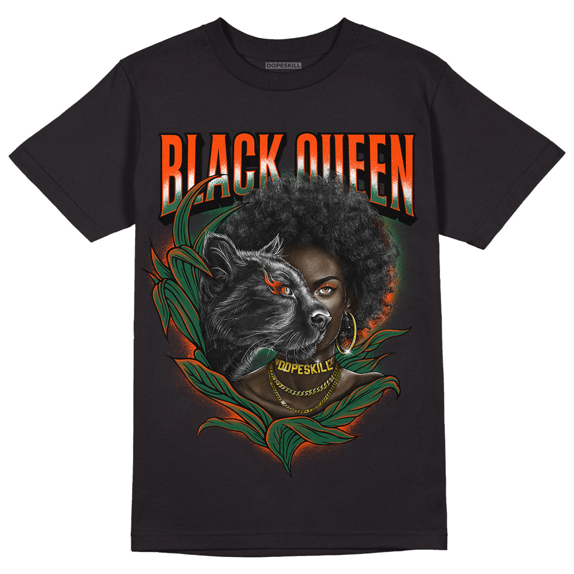 Dunk Low Team Dark Green Orange DopeSkill T-Shirt New Black Queen Graphic