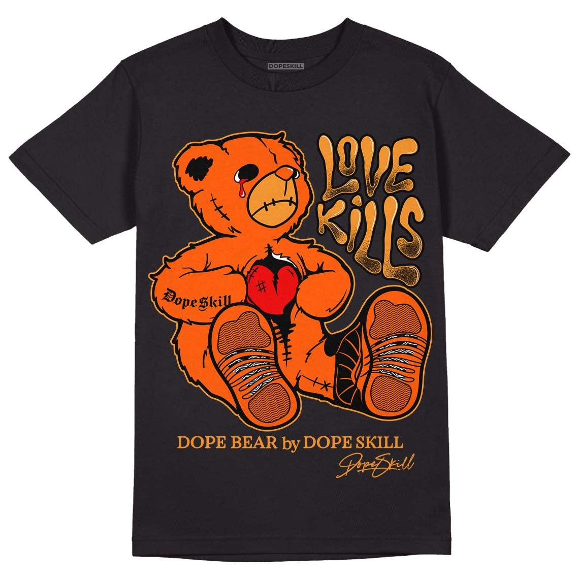 Brilliant Orange 12s DopeSkill T-Shirt Love Kills Graphic