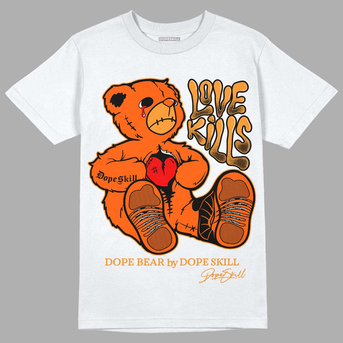 Brilliant Orange 12s DopeSkill T-Shirt Love Kills Graphic