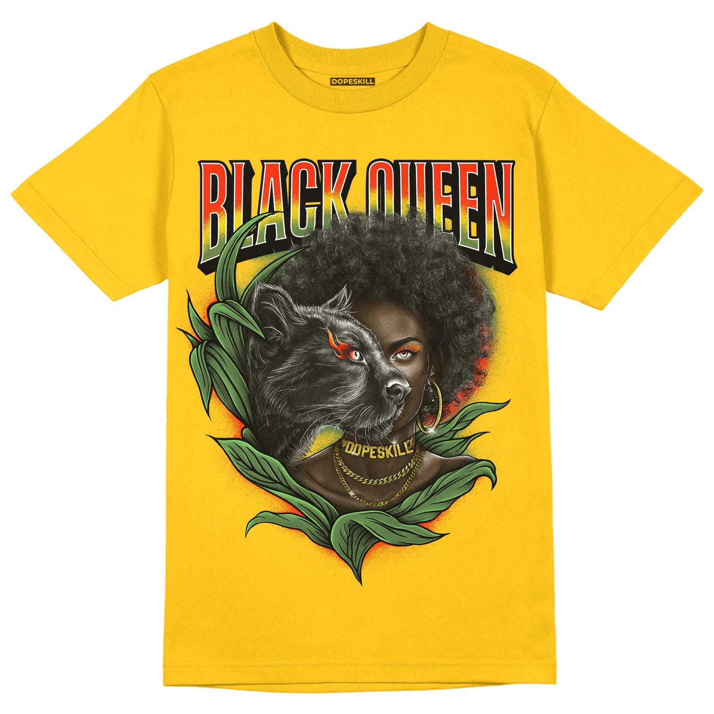 Yellow Collection DopeSkill Gold T-shirt New Black Queen Graphic